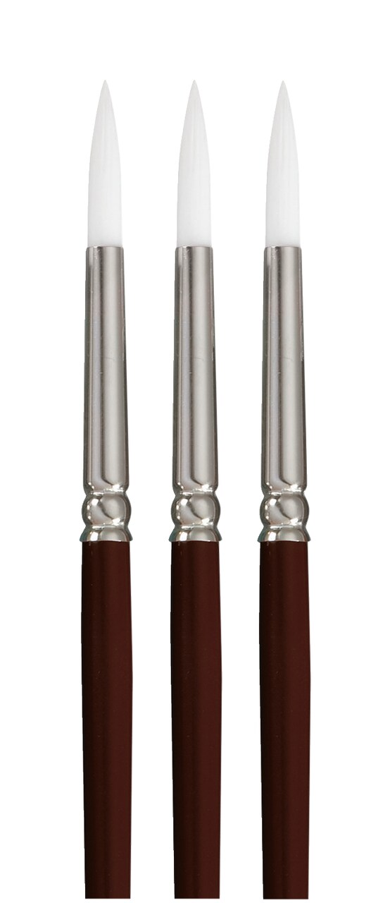 Sax True Flow Optimum White Taklon Round Paint Brush, Size 6, Pack of 3